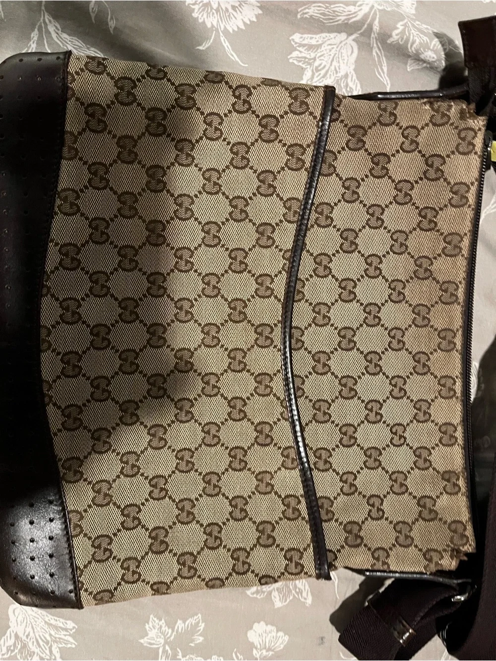 Gucci Beige and Brown GG Canvas Crossbody Bag